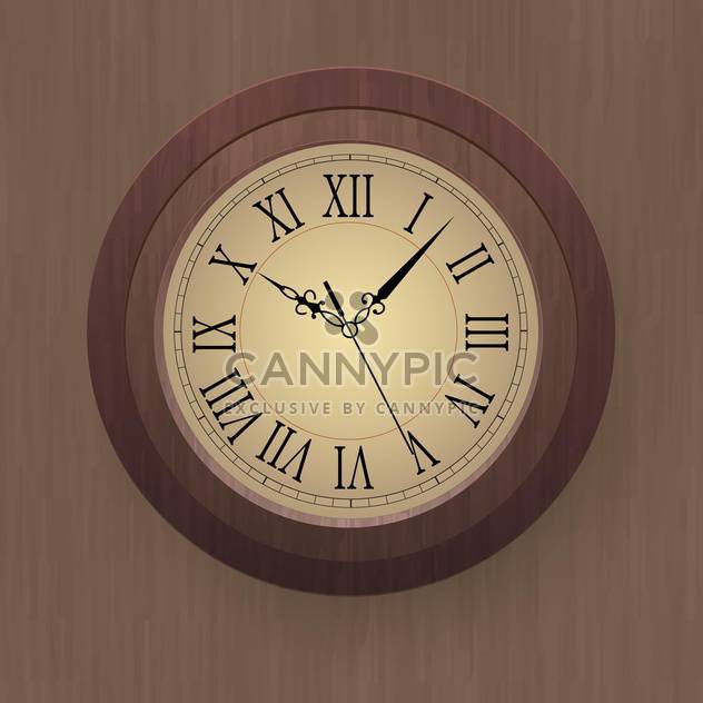 vector illustration of wooden wall clock - vector gratuit #134883 