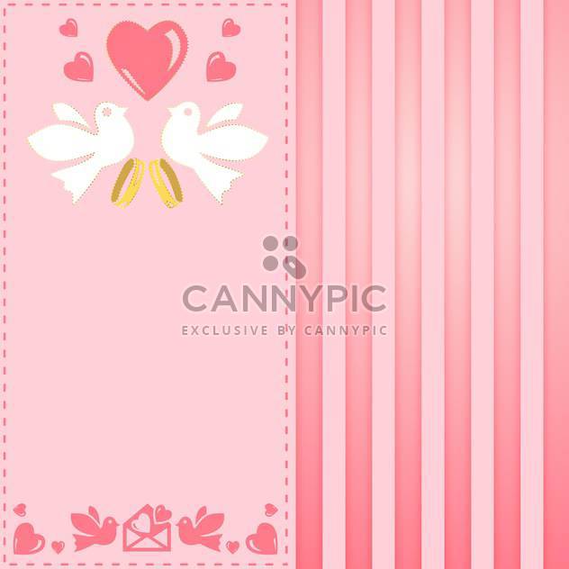 vintage pink greeting card for wedding - vector gratuit #134943 