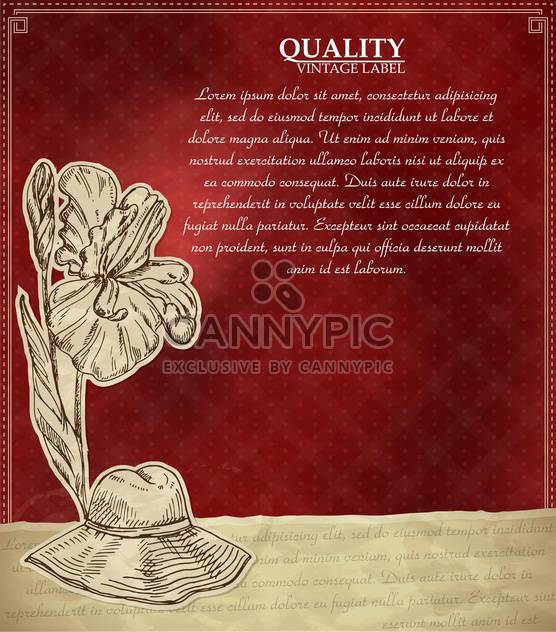 vintage style label with flower and hat - Kostenloses vector #135153