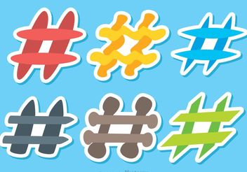 Colorful Hashtag Icons Vectors - Free vector #141013