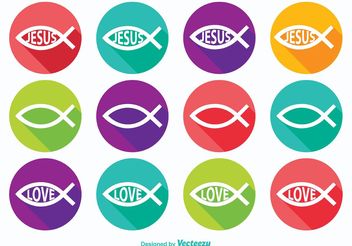 Christian Fish Symbol Icons - Free vector #141163
