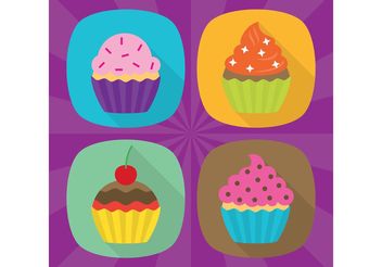 Flat Cupcake Vector Icons - бесплатный vector #142493