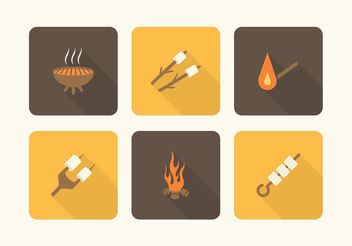 Free Camp Fire And Marshmallows Vector Icons - vector #142733 gratis