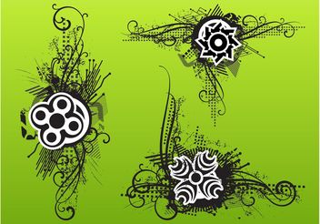 Floral Grunge Ornaments - Free vector #143033
