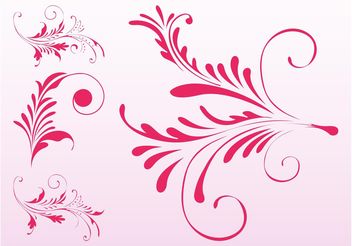 Pink Floral Scrolls - Free vector #143363