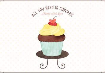 Free Watercolor Cupcake Vector Illustration - vector gratuit #145143 