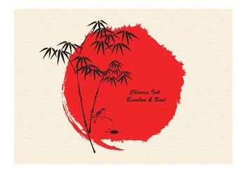 Free Vector Ink Drawn Bamboo And Bird - vector gratuit #146573 