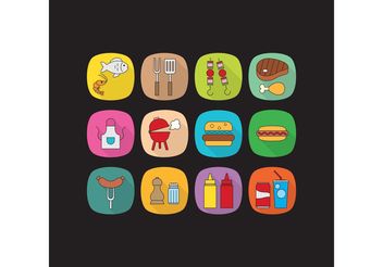 Flat Camp Food Vector Icons - Free vector #146963