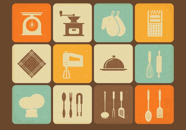 Free Vintage Kitchen Utensils Vector Icons - Free vector #147363