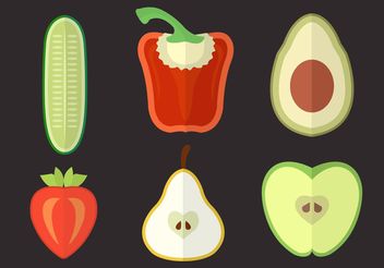 Set of Several Vegtables and Fruits in Vector - бесплатный vector #147513
