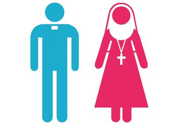 Priest And Nun Icons - Free vector #149773