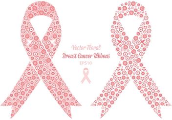 Free Vector Floral Breast Cancer Ribbons - Kostenloses vector #149943