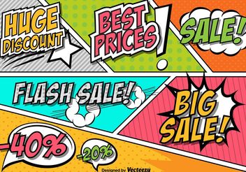 Retro Comic Style Sale and Discount Sign Vectors - Free vector #150313