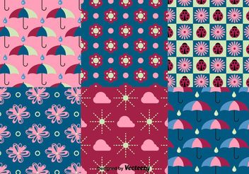 Spring and Summer Nature Pattern Vectors - Free vector #152633