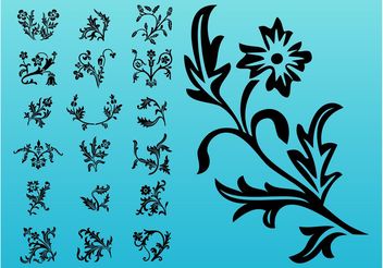 Blooming Flowers Silhouettes - vector gratuit #152713 