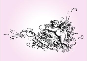 Vintage Cupid And Flowers - Free vector #157133