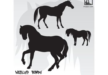 Horses Silhouettes - vector gratuit #160653 
