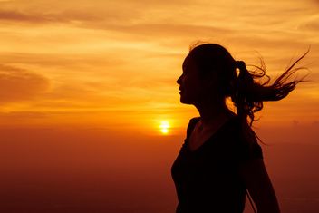 Women silhouette on Sunset background - Free image #184283