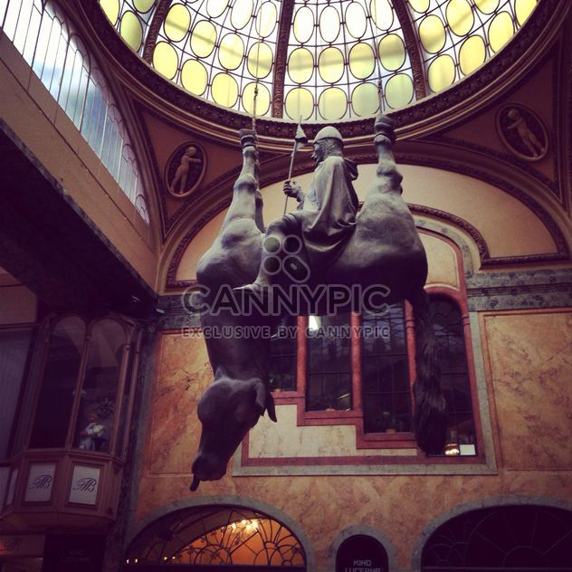 Sculpture of rider on Upside-down horse inside Lucerna Palace in Czech Republic - Free image #185973