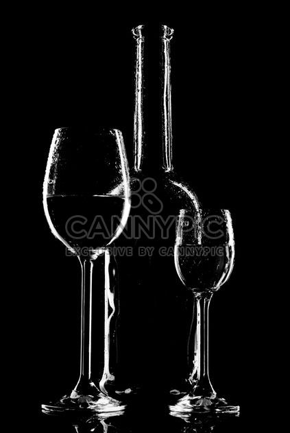 wine glasses and bottle silhouette - image gratuit #187673 
