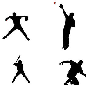 Baseball Players Silhouettes - Free vector #202883
