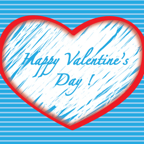 Happy Valentines Day Red Line Heart - Kostenloses vector #202933