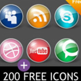 Free Icons 200 + Glossy Pack 1 - Free vector #206553