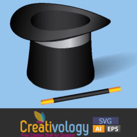 Free Vector Magic Hat And Wand - Free vector #209003