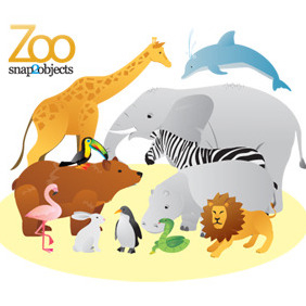 12 Free Vector Zoo Animals - бесплатный vector #213113