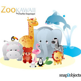 Kawaii Zoo - vector gratuit #213183 