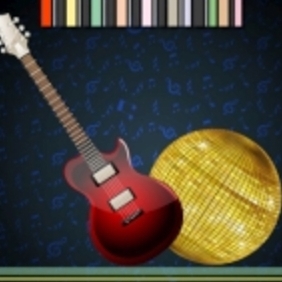 Disco Ball With Guitar - vector gratuit #214403 