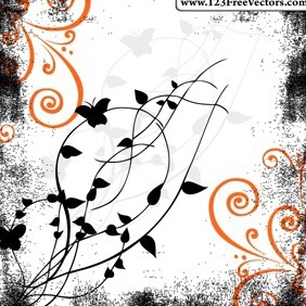 Vector Grunge Floral Illustration - бесплатный vector #214783