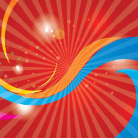 Red Abstract Background With Colored Lines - vector #215213 gratis