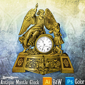 Antique Mantle Clock - vector #217463 gratis