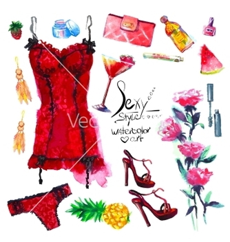 Free sexy style set of trendy look watercolor vector - Free vector #217563