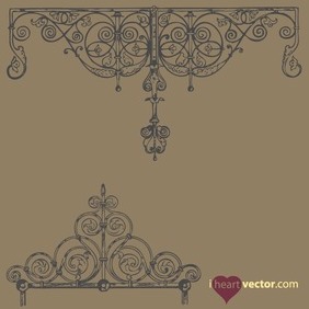 Antique Iron Ornament Vector Pack - Free vector #217953