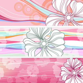 8 Vector Flower Banners (H) - Free vector #223013