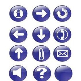 Blue Glossy Icon Button Vectors - vector gratuit #223303 