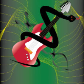 Guitar And Snake - Free vector #223633