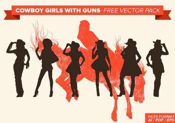 Cowboy Girls With Guns Silhouette Free Vector Pack - бесплатный vector #273603
