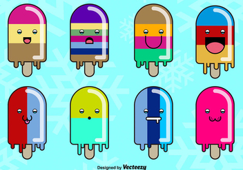 Cartoon smiley popsicles - Free vector #274113