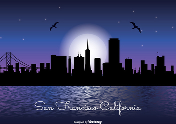 San Francisco Night Skyline Illustration - бесплатный vector #302653