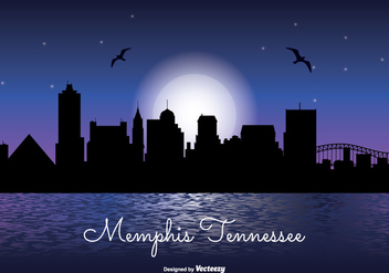 Memphis Tennesse Night Skyline - бесплатный vector #305053