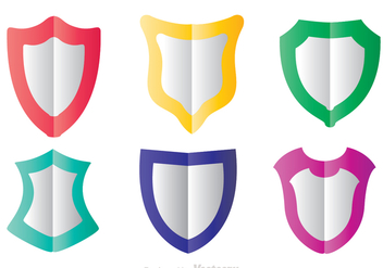 Colorful Shield Shape Flat Icons - vector gratuit #305193 