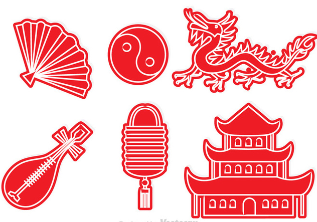 Chinese Culture Red Icons - vector gratuit #326763 