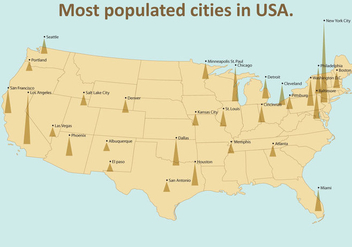 Most Populated Cities USA - бесплатный vector #328343