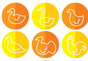 Fowl White Outline Circle Icons - Free vector #329373