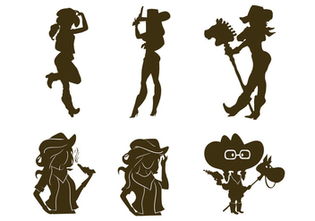 Cowgirl silhouette vectors - Free vector #329513