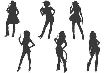 Cowgirl silhouette vectors - Free vector #329693