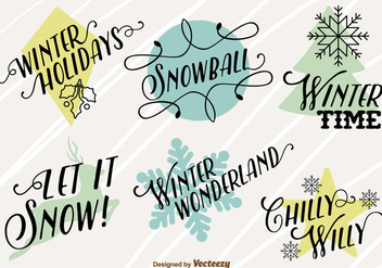 Merry christmas icons with happy winter texts - Free vector #329703